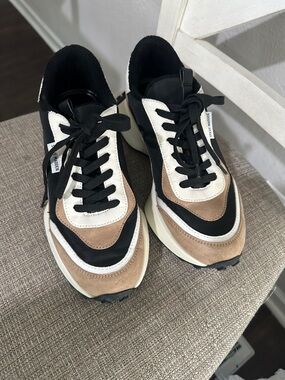 Steve Madden Women Suede & Leather Sneakers in Black, White & Brown